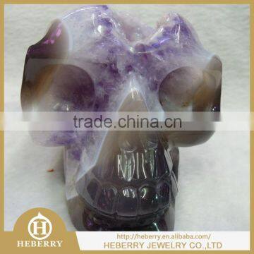 4.5" 0.94KG TOP ONE HOT SELL natural carved agate geode stone skull for Healing, Reiki