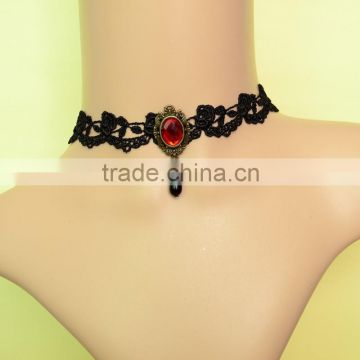 The female pop Fashion Lace Choker Necklace Ruby clavicle chain false collar jewelry wholesale