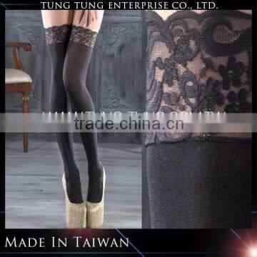 Valentine's Day Nylon Opaque Thigh Highs With Lace Top