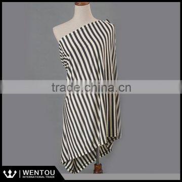 Striped Nursing Cover Breastfeeding Infinity Gray Nursing Scarf
