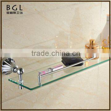 Understated Design High Quality Zinc Alloy Burnished Chrome Bathroom Accessories Wall Mounted Glass Shelf photo-2