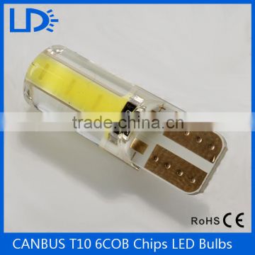 Factory price 12V canbus t10 led width lamp t10 6 COB Chips LED Bulbs for Cars