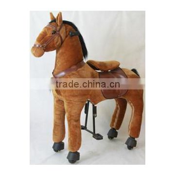 factory wholesale plush mechanical walking on wheels ride on horse toy for children and adult plush ride on horse toy