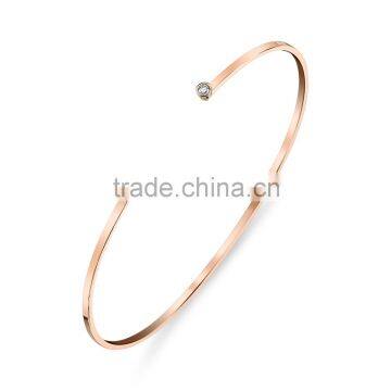 Women new style rose gold zircon stone stainless steel cuff bangle