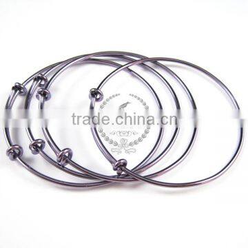 65mm diameter purple brass simple adjustable wiring bracelet for beading DIY jewelry supplies 1900046