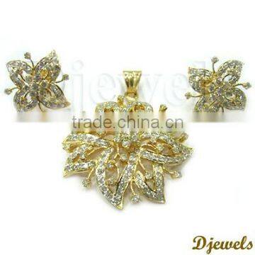 Diamond Gold Pendant Set, Ladies Diamond Pendant Sets, Diamond Jewelry