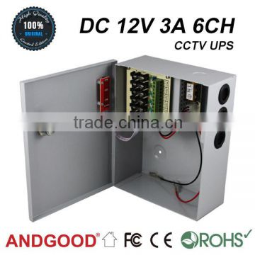 12V DC 3A 6 outpus cctv ups power supply with battery back up function