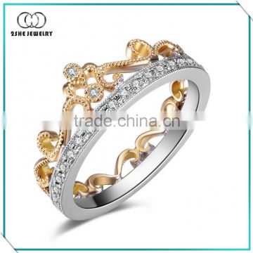 Manufacturing two tone color women crown ring