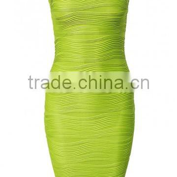 Light Green Wave Striped Sleeveless Dress slim dress fashion