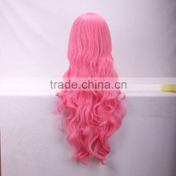 High quality pink wavy wigs Wholesale cheap synthetic wigs cosplay wigs