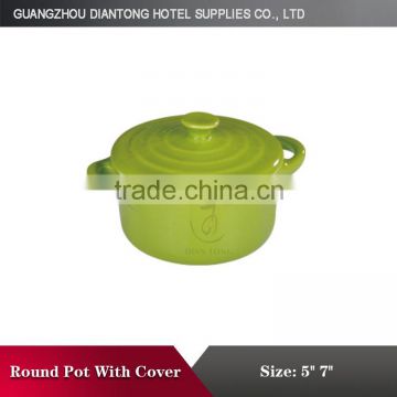 Ceramic casserole soup pots with lid for hotel & restaurant 5''/7''