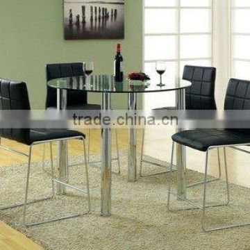 5 Piece Modern Black Counter Height Round Glass Dining Table and Chair Set