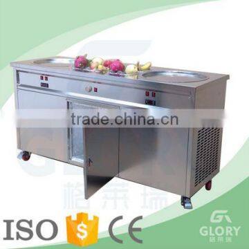 The most popular commercial with hot sale flat pan fried ice cream machine/ double pan fried ice cream machine