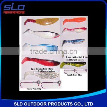 fishing soft lure bait assorted with jig-head combo kit in blister package