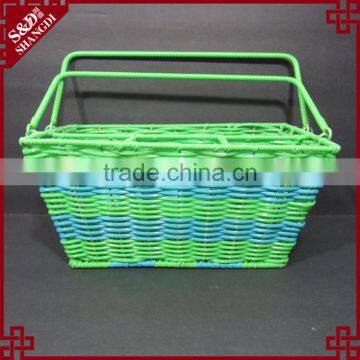 New kitchen storage tool green & blue plastic wicker woven utensil holder