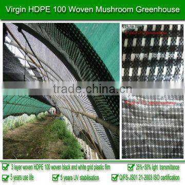 Low cost 15% light transmittance HDPE 5-year use life and UV resistant 200 micron plastic greenhouse film for mushroom used