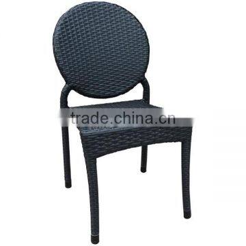 Smooth-Black Aluminium Tube Round Black Rattan Dining side Chair