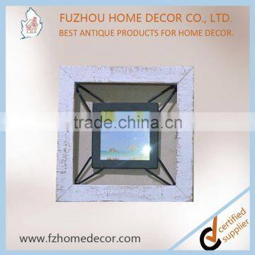 Hot Sell Customized Antique White Wood Photo Frame With Metal Decoration photo-6