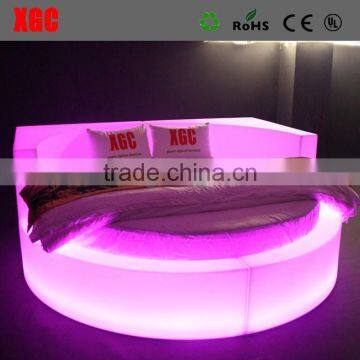 Hot sale bed round shaped luxury Circle shape hotel bed with 16 colors changing led light