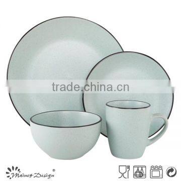 Ceramic Matt Glaze Sesame Dot Solid Color Breakfast Dinnerware Set photo-3