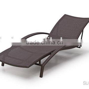 Hot sale PE rattan wicker Aluminum sun lounger