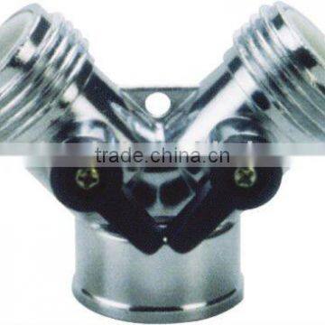 plastic "Y" Hose Connector W/Shut off Chrome Plated