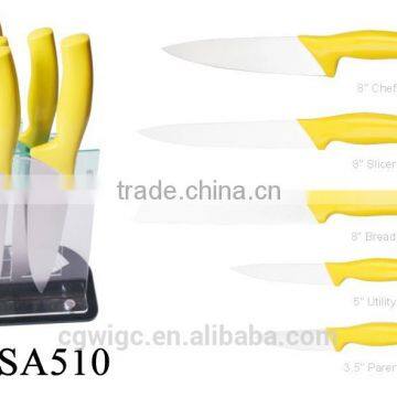 5PCS Non-Stick Coating PP Handle Knife Set