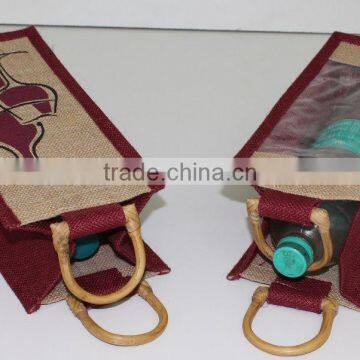 New Generation Eco-friendly One Bottle Wine Bag , Burlap Wine Tote , Burlap Tote photo-2