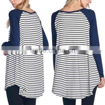 custom stripe baseball jersey Navy & White Stripe Women Scoop Neck Raglan Tee stripe shirt