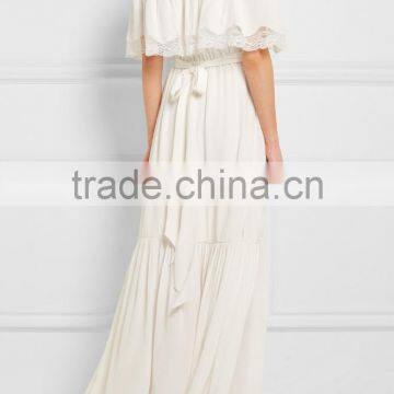 Elegant Bohemian Ball Gown Wedding Bridal Gown Lace-trimmed Off-the-shoulder Dresses Evening Party Dress 2016 HSD5492 photo-3