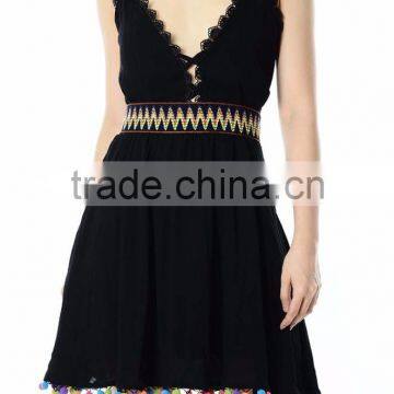 Hot Sale Holiday Dress Woman Fashion Casual Dress With Pompoms photo-3