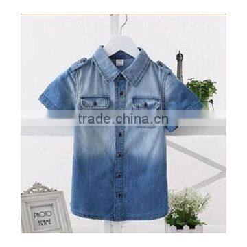 2015 Latest Shirt Designs for boys Short Sleeve Denim Shirts for Boys Cowboy Shirt for Boys