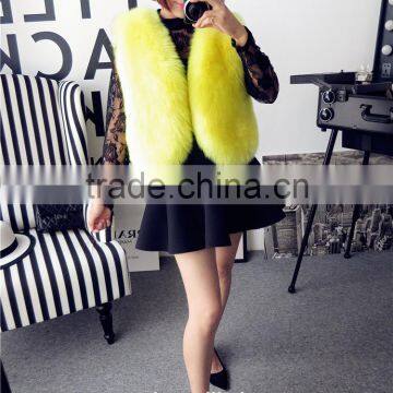 Winter High-grade Candy Color Thick Luxury Lady Short Faux Fox Fur Vest Woman Dress