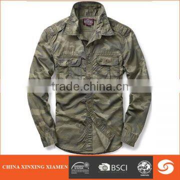 Hot sale Fashion Long Sleeves Men Camouflage Shirt for Spring