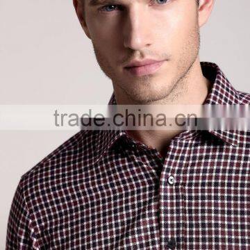 New Design Small Checked Blends Cotton Men Shirt SL0072 photo-3