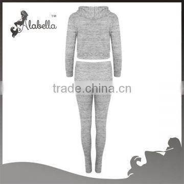 New Womens Cropped Hooded Sweater Top Tracksuit Joggers Pants Lounge Wear Set photo-6