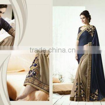 Heavy Embroidery Designer Saree+Georgette full saree with Jequard blouse and Lace border