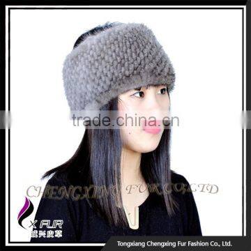 CX-E-28B Knitted Mink Real Fur Elastic Fashion Headband photo-6
