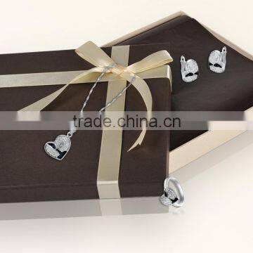 CZ Studded Heart With Silver Plated Pendantset photo-2