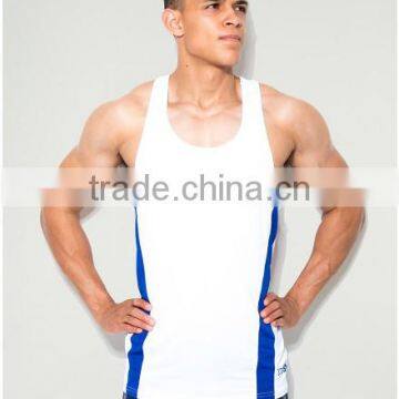 Blue Plain 100% Polyester Dry Fit Performance Training Vest With Mesh Panel Technical Sports Tank Top Blank Racerback Tank Top photo-4