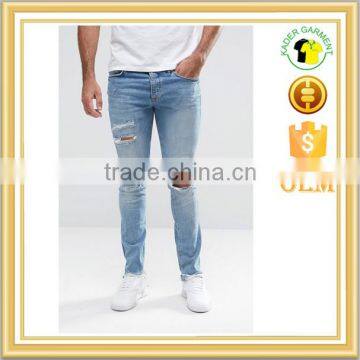 Cheap Wholesale men ripped Denim Pants Skinny Jeans