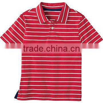 RED AND WHITE STRIPED POLO SHIRT FOR BOYS