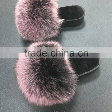 2017 Real Fox Fur Slippers Women Fashion Spring Summer Autumn Home Slides Indoor Outdoor Flat Flip Flops Fslipper-7 photo-5