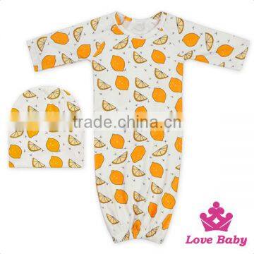 New Design Baby Punjabi Wear Suits Printer Lemon Sleeping Bag With Same Warm Hat For Newborn Boy&Girl