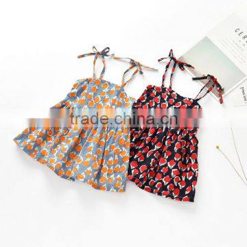 S33544W Girl Summer Clothes Floral Print Sleeveless Princess Dress