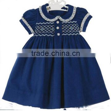 Premium blue smocked dress girl clothing