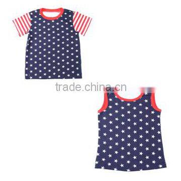 2017 Summer Style Childrens' Garments Boys/Girls Boutique Clothes Sets Children Plain Tops/ Baby Patriotic t Shirts