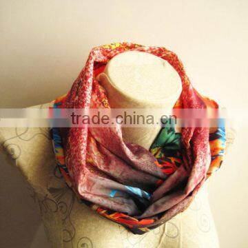 Floral Pattern Scarf , Orange Flower Scarf , Floral Colorful Scarf , photo-4