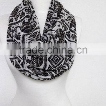 Elephant Pattern Chiffon Infinity Scarf, Circle Scarf, Long Scarf, Spring - Fall - Winter - Summer Fashion photo-5