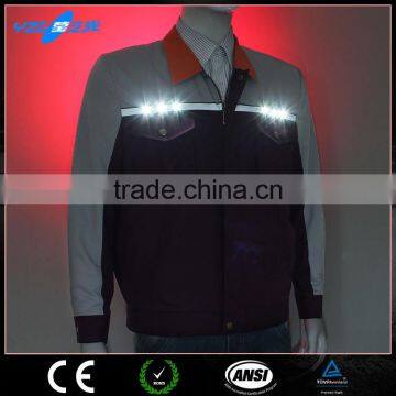 Hi vis reflective work shirts with LED light&winter white dress suit